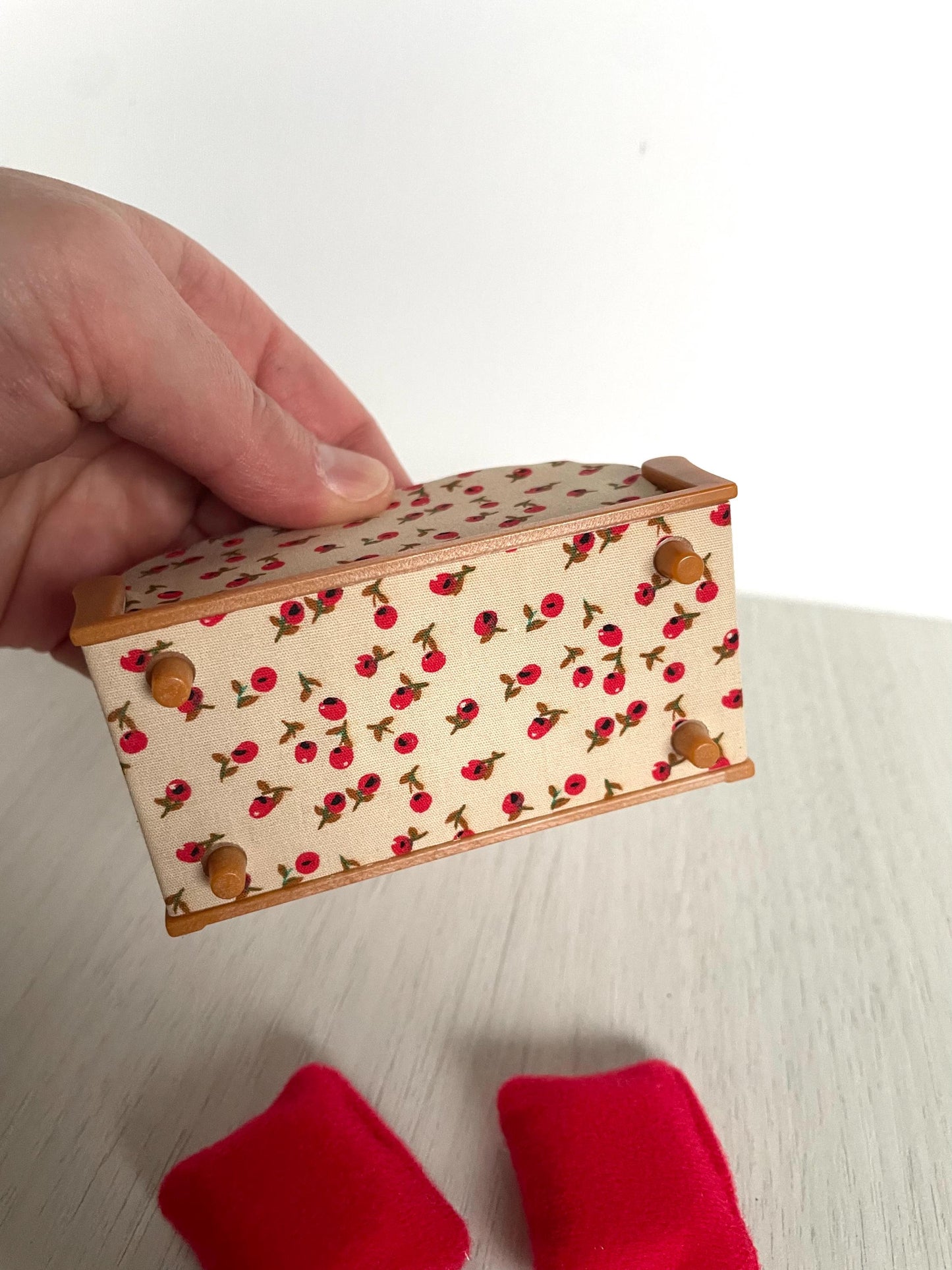 Miniature Red Floral double Seat Sofa for Dollhouse, tiny couch, Mini Furniture for Dollhouse Living Room | Small-Scale Furniture