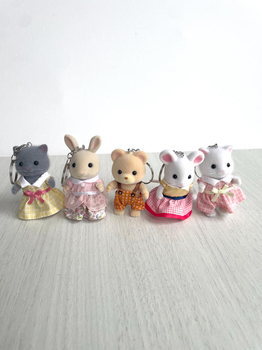 Calico Critters Keychains, cute Miniature Animal Keychain charm — Sylvanian Families