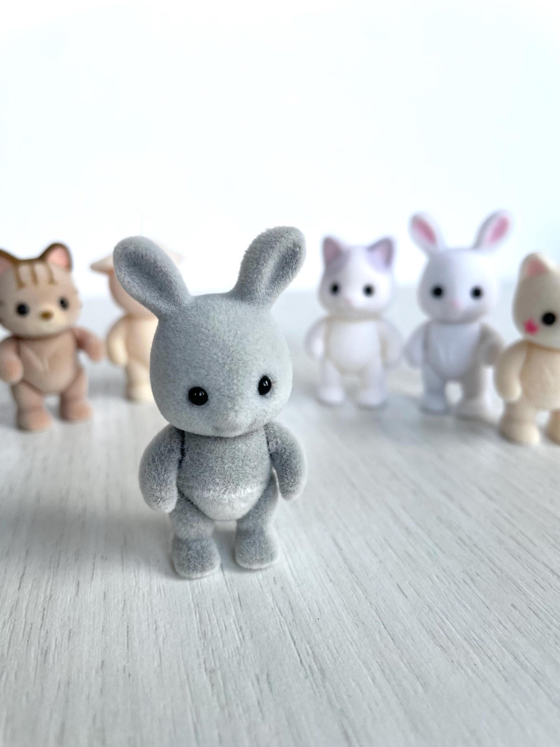 Baby Grey Rabbit spare critter — brand new Calico Critters / Sylvanian Families figure, naked for customizing or replacement