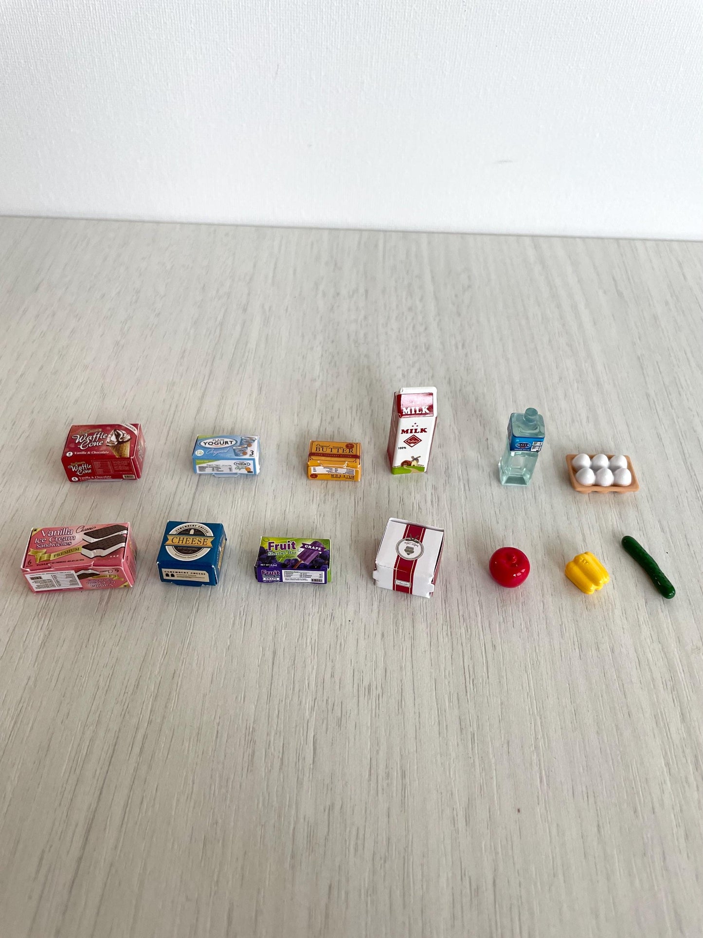 Miniature dollhouse food items, Calico Critters spare parts grocery items, Miniature Toy Accessory foods– Replacements for Sylvanian kitchen