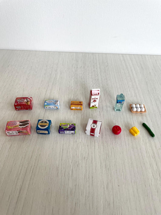 Miniature dollhouse food items, Calico Critters spare parts grocery items, Miniature Toy Accessory foods– Replacements for Sylvanian kitchen