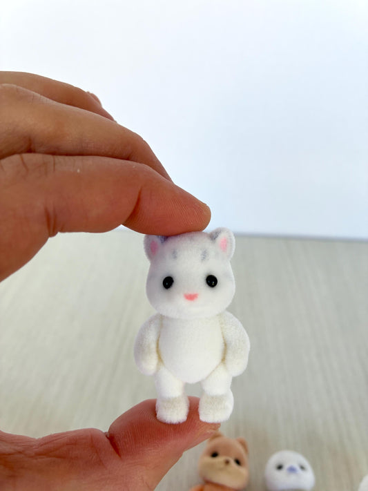 Baby Snow Leopard (jointed) spare critter — brand new Calico Critters / Sylvanian Families figure, naked for customizing or replacement