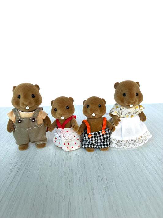 Calico Critters Waters Beaver Family with gripping hands, vintage discontinued — Sylvanian Families