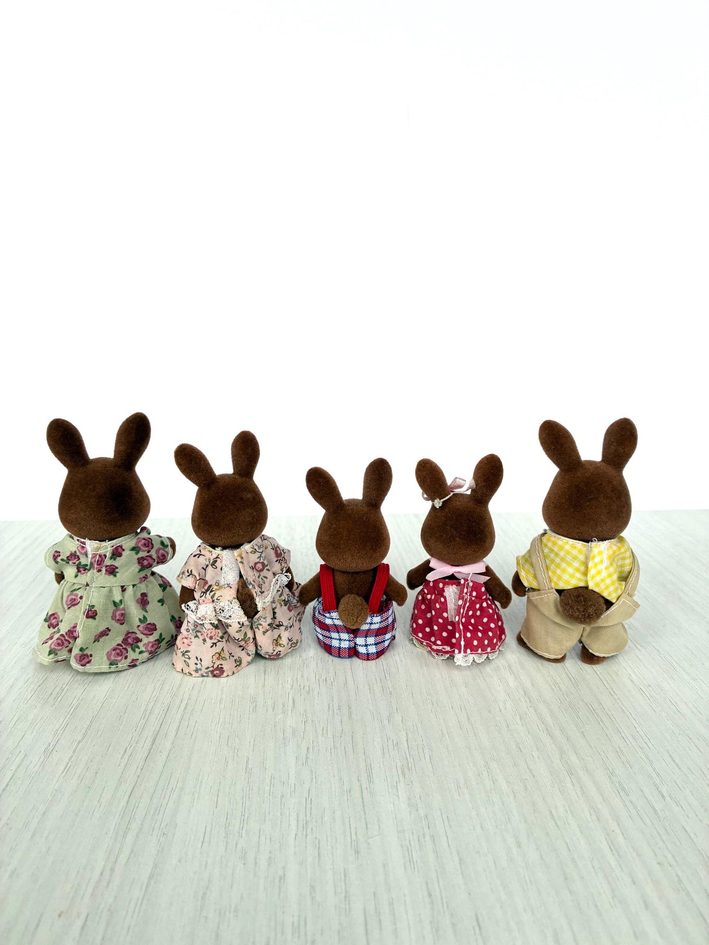 Calico Critters Brown Wildwood Rabbit Family, Vintage Sylvanian Families from England