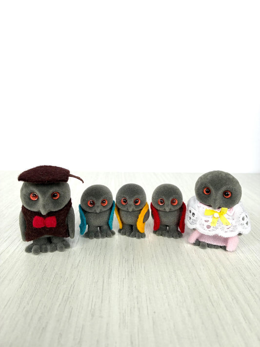 Rare Orange-Eyed Treefellow Owls - Sylvanian Families Calico Critter Set, Excellent Condition, Limited Edition, Easter Gift for Collector
