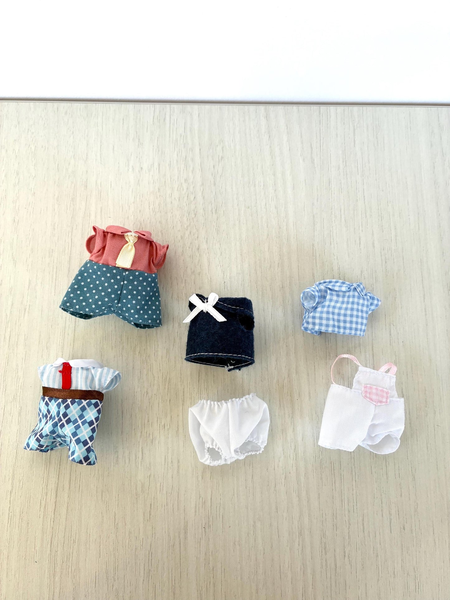 Calico Critters spare adult dad clothing items, Sylvanian Families collared shirts, overalls and pants