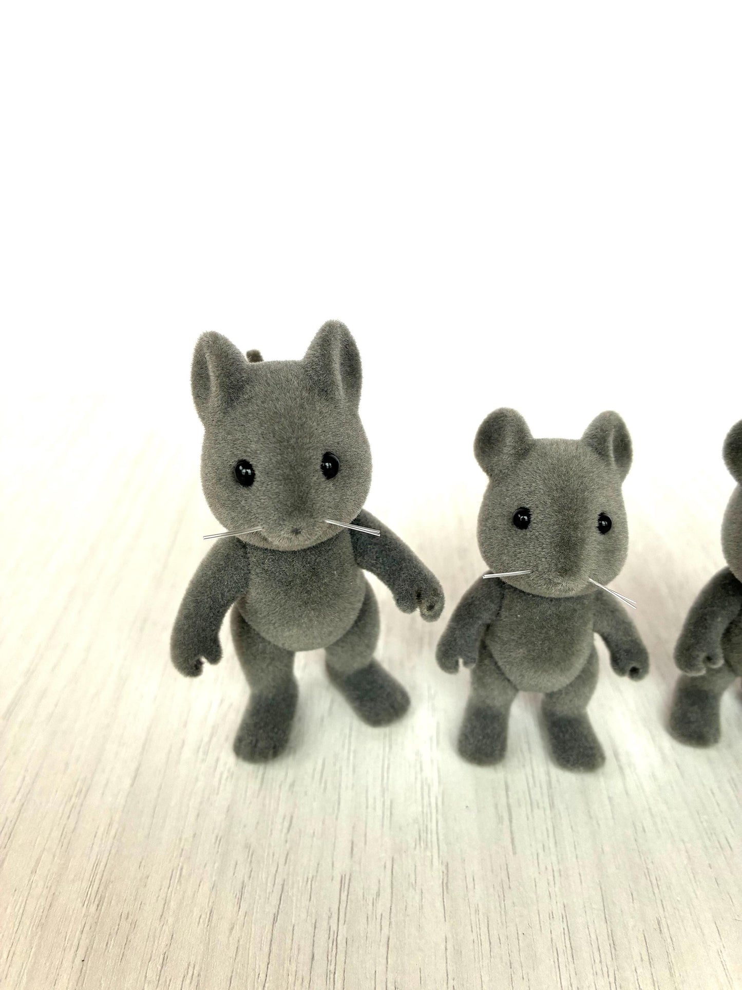 Vintage Sylvanian Families Thistlethorn Grey Mouse Family, Rare Flocked Tails — Calico Critters