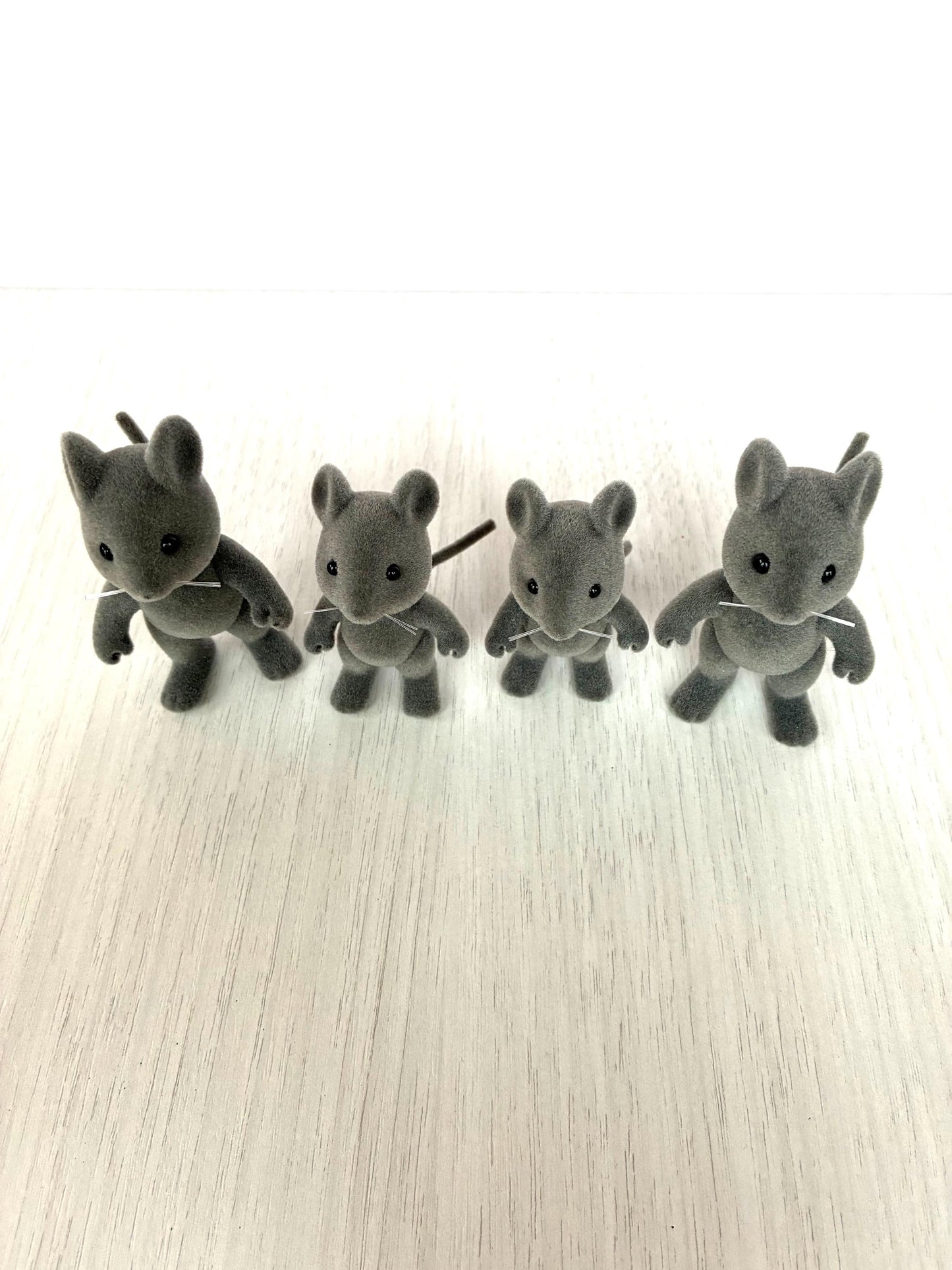 Vintage Sylvanian Families Thistlethorn Grey Mouse Family, Rare Flocked Tails — Calico Critters