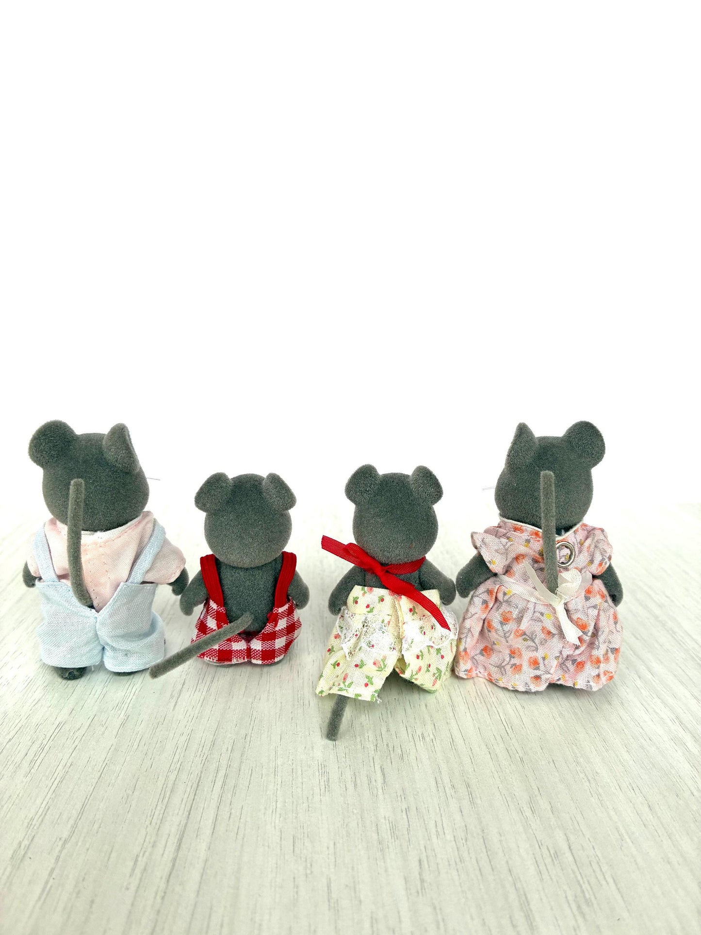 Vintage Sylvanian Families Thistlethorn Grey Mouse Family, Rare Flocked Tails — Calico Critters