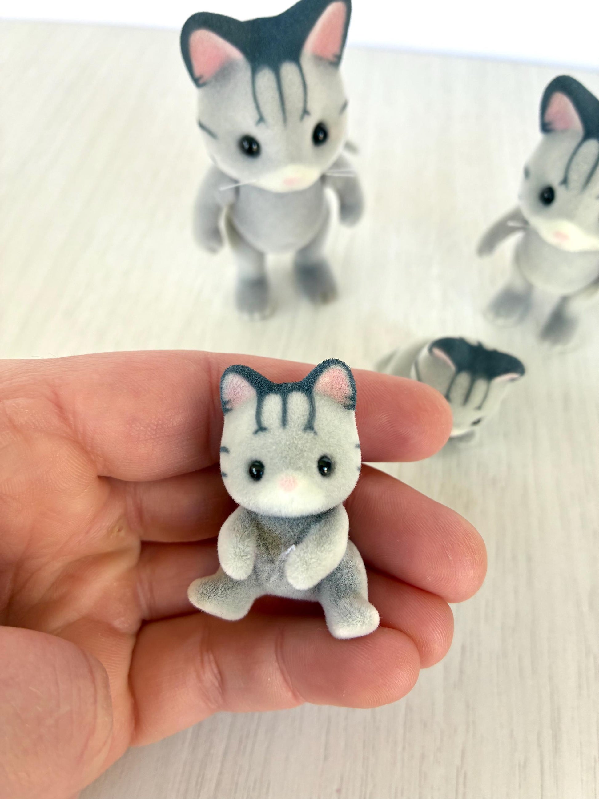 Baby grey fisher cat (sitting) spare critter — brand new Calico Critters / Sylvanian Families figure, naked for customizing or replacement