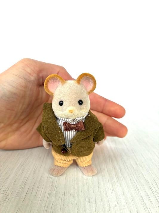 Vintage Sylvanian Families Maces Mouse grandpa with gripping hands — Calico Critters