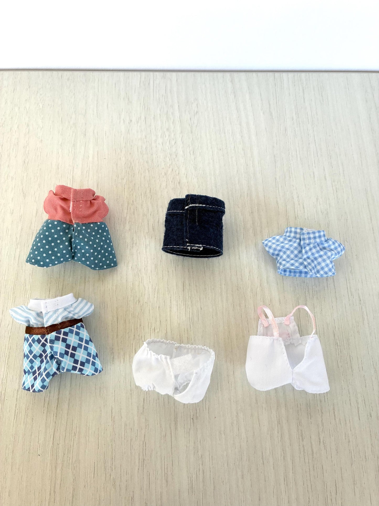 Calico Critters spare adult dad clothing items, Sylvanian Families collared shirts, overalls and pants
