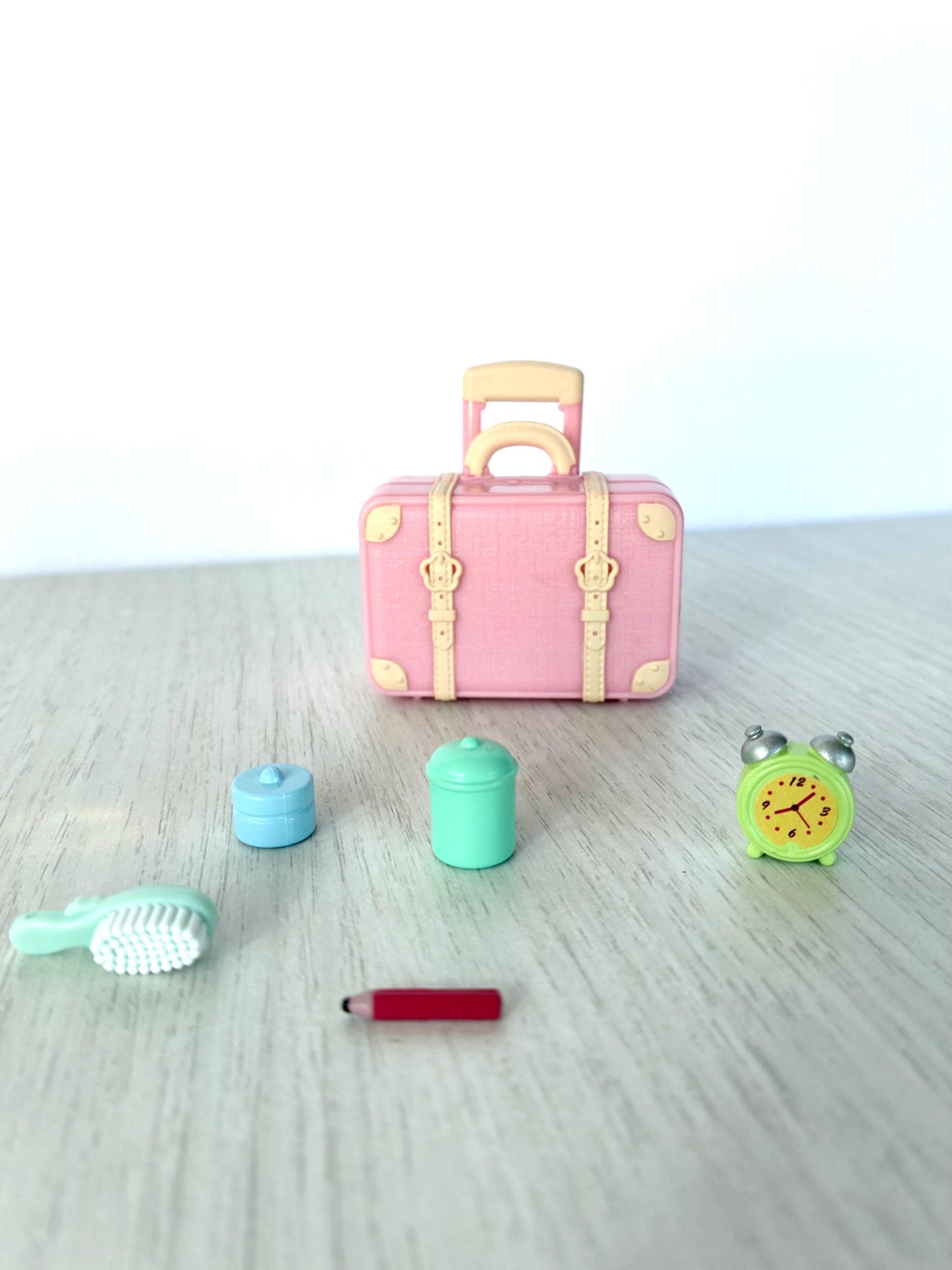 Calico Critters Miniature Travel Accessories, Suitcase, Clock, Pencil, Brush — Sylvanian Families