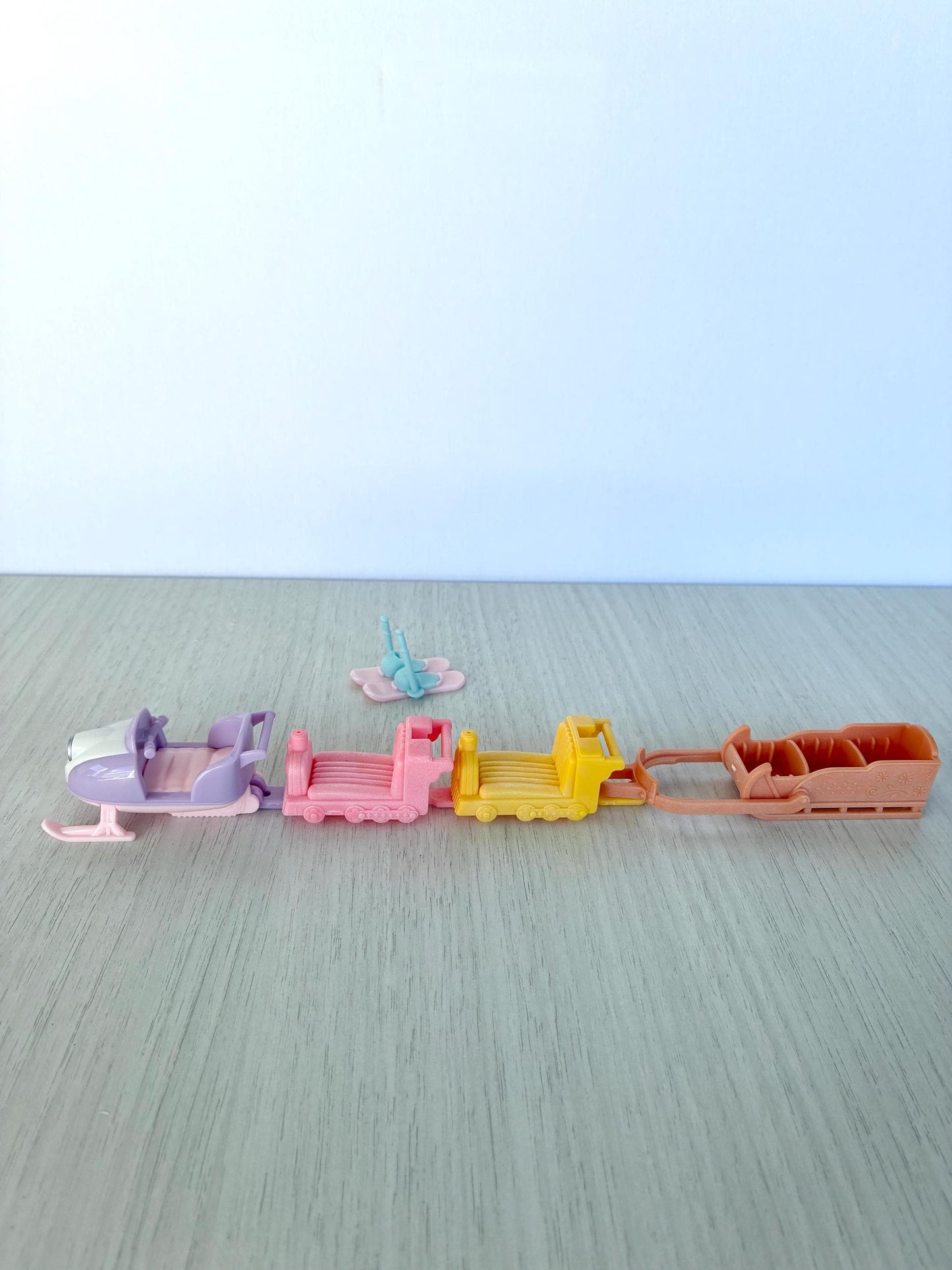 Calico Critters baby vehicles: ski doo, sled, skis, train — Sylvanian Families