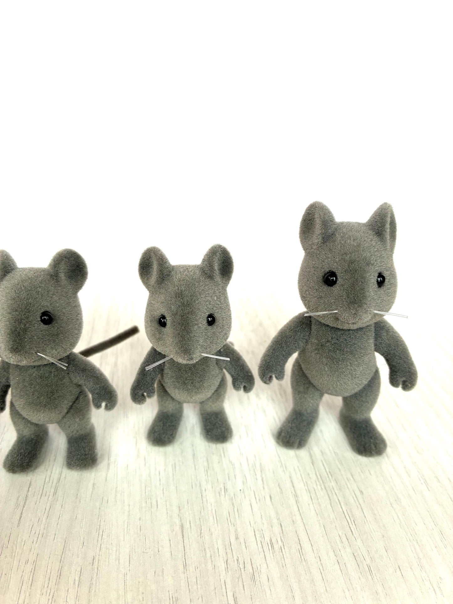 Vintage Sylvanian Families Thistlethorn Grey Mouse Family, Rare Flocked Tails — Calico Critters