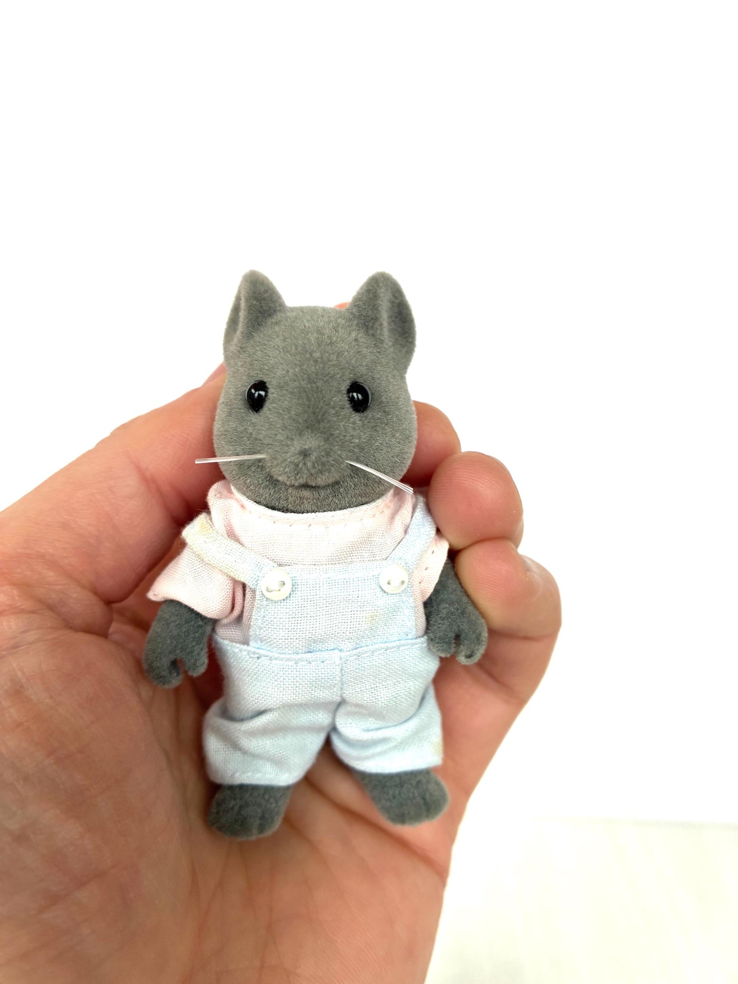 Vintage Sylvanian Families Thistlethorn Grey Mouse Family, Rare Flocked Tails — Calico Critters