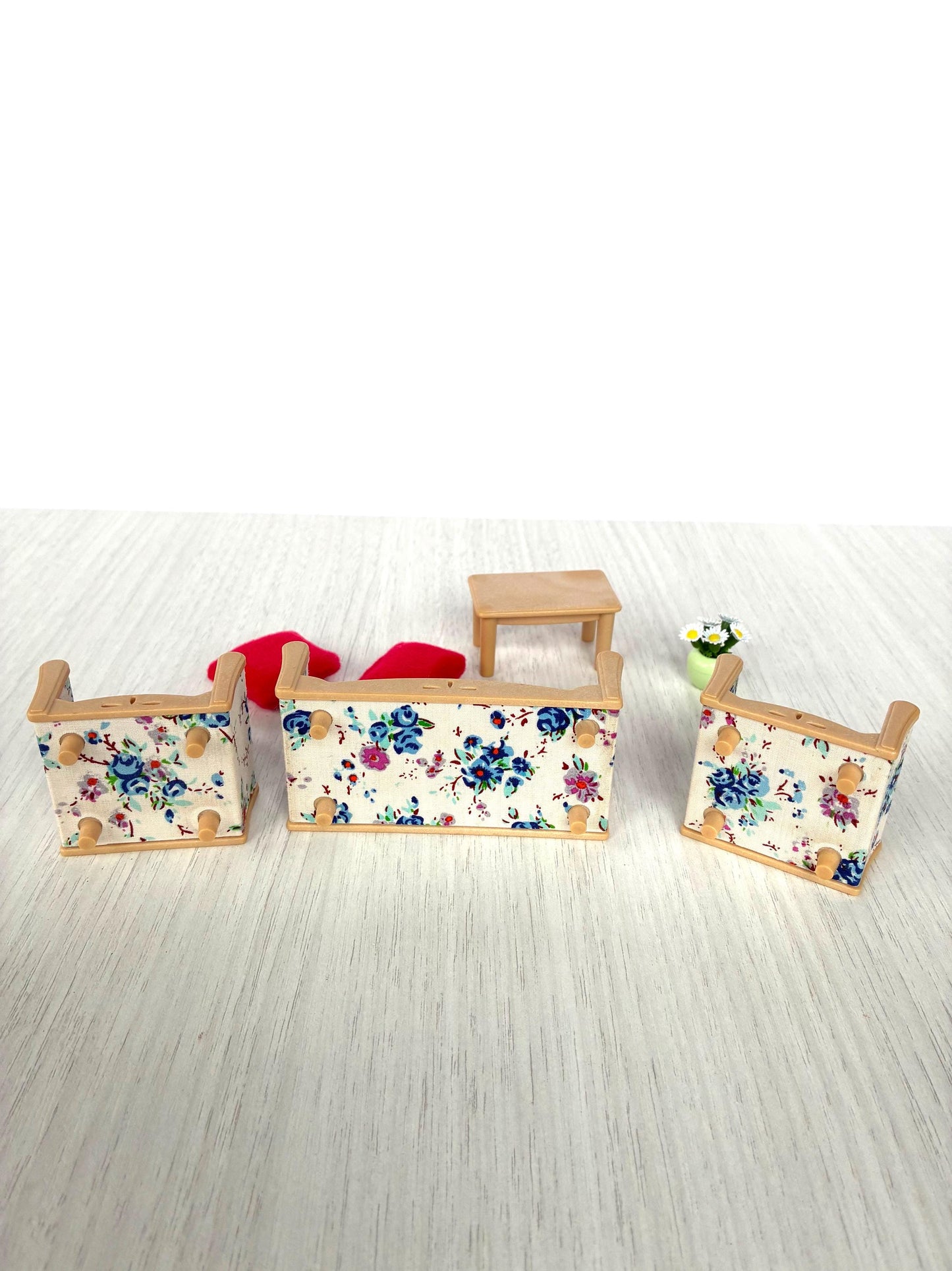 Rare Sylvanian Vintage Sofa Armchair Set, Floral Living Room Furniture — Calico Critters