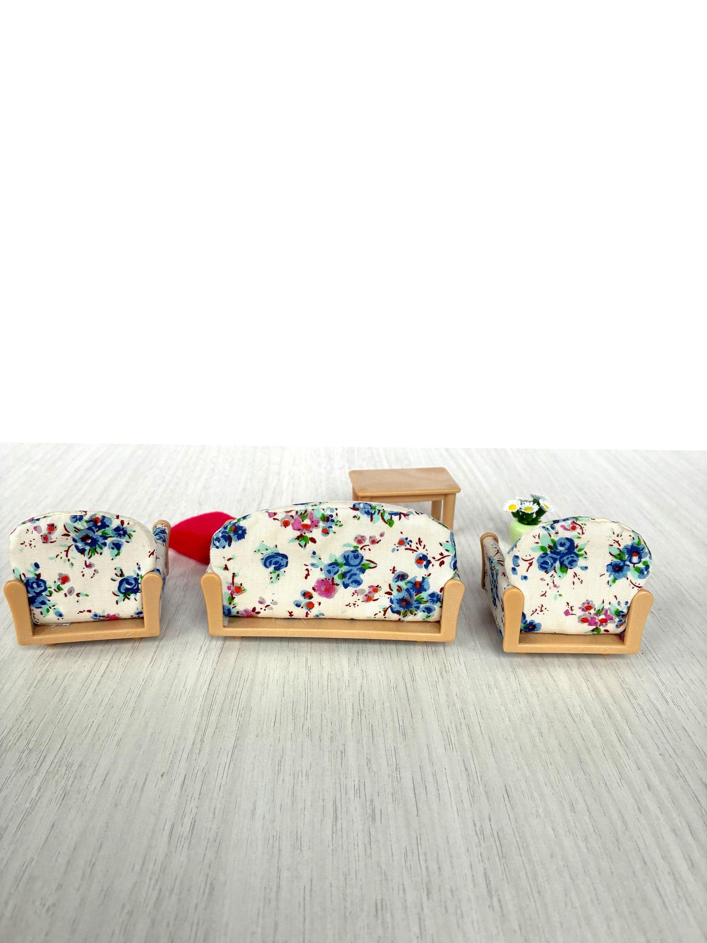 Rare Sylvanian Vintage Sofa Armchair Set, Floral Living Room Furniture — Calico Critters