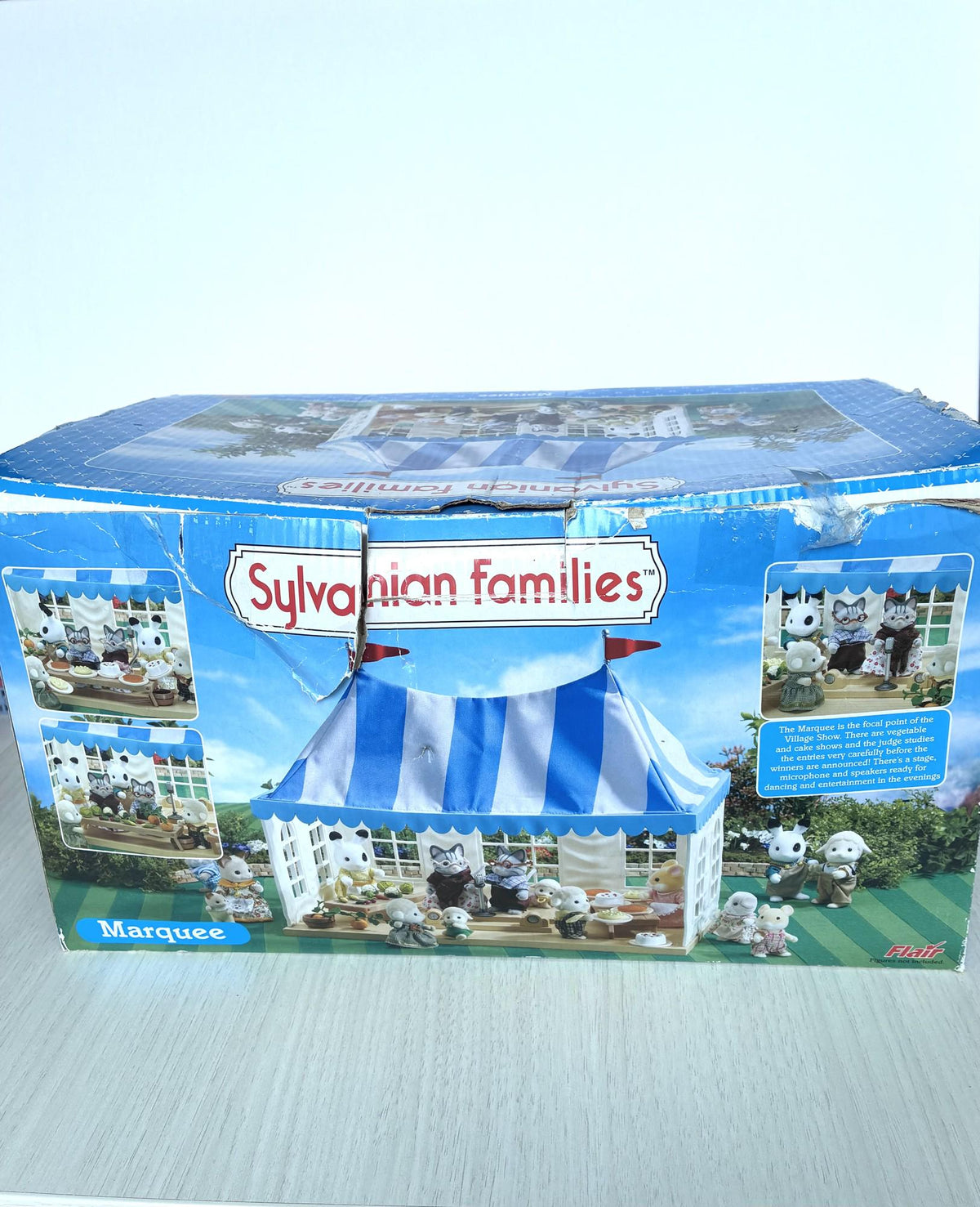 Calico Critters Sylvanian Families Marquee original box back showing wear, creases and tape