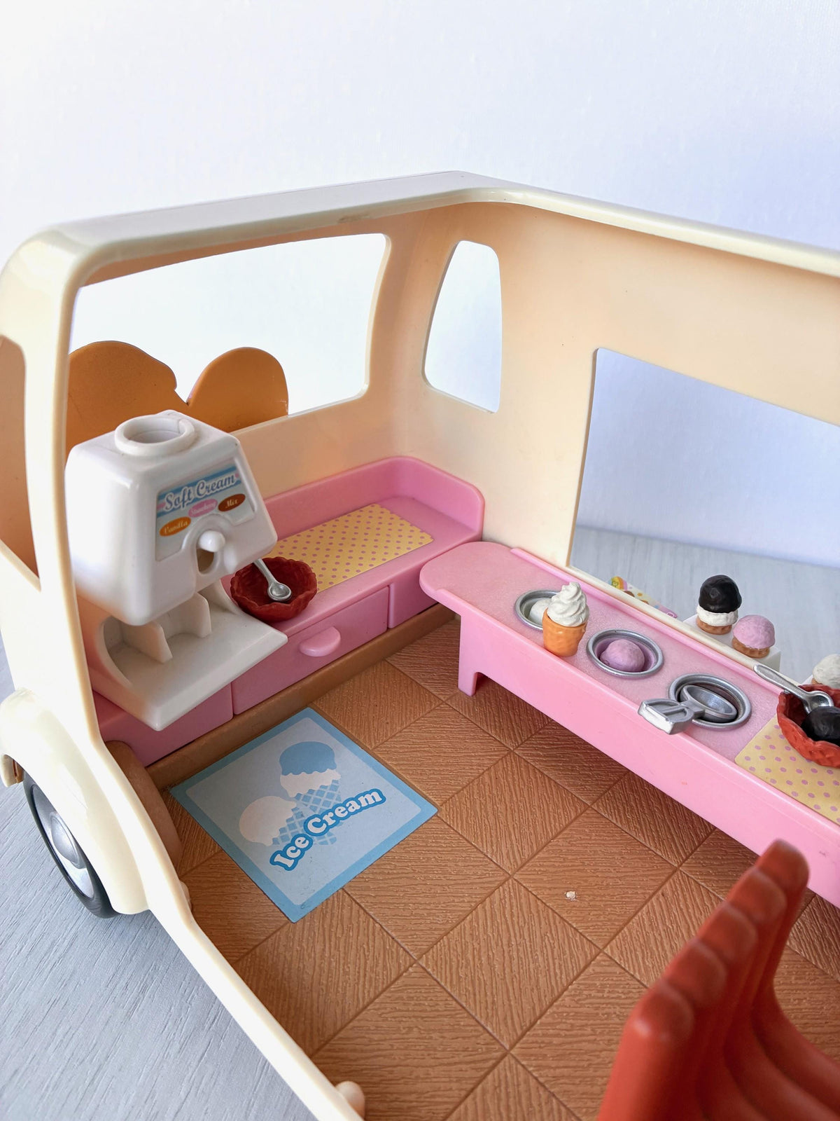 Sylvanian Families Calico Critters Ice Cream Van (Flair 4791) interior from the far side showing the soft serve machine on the counter
