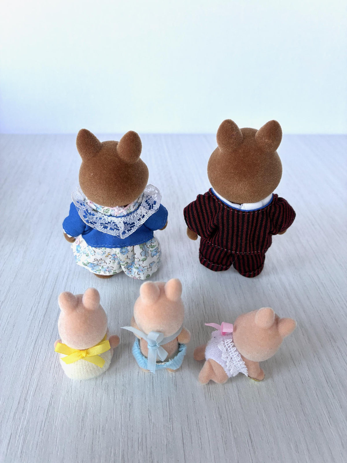 Sylvanian Families Calico Critters Wild Boar Family (Flair, boxed): back view of the family, babies in front