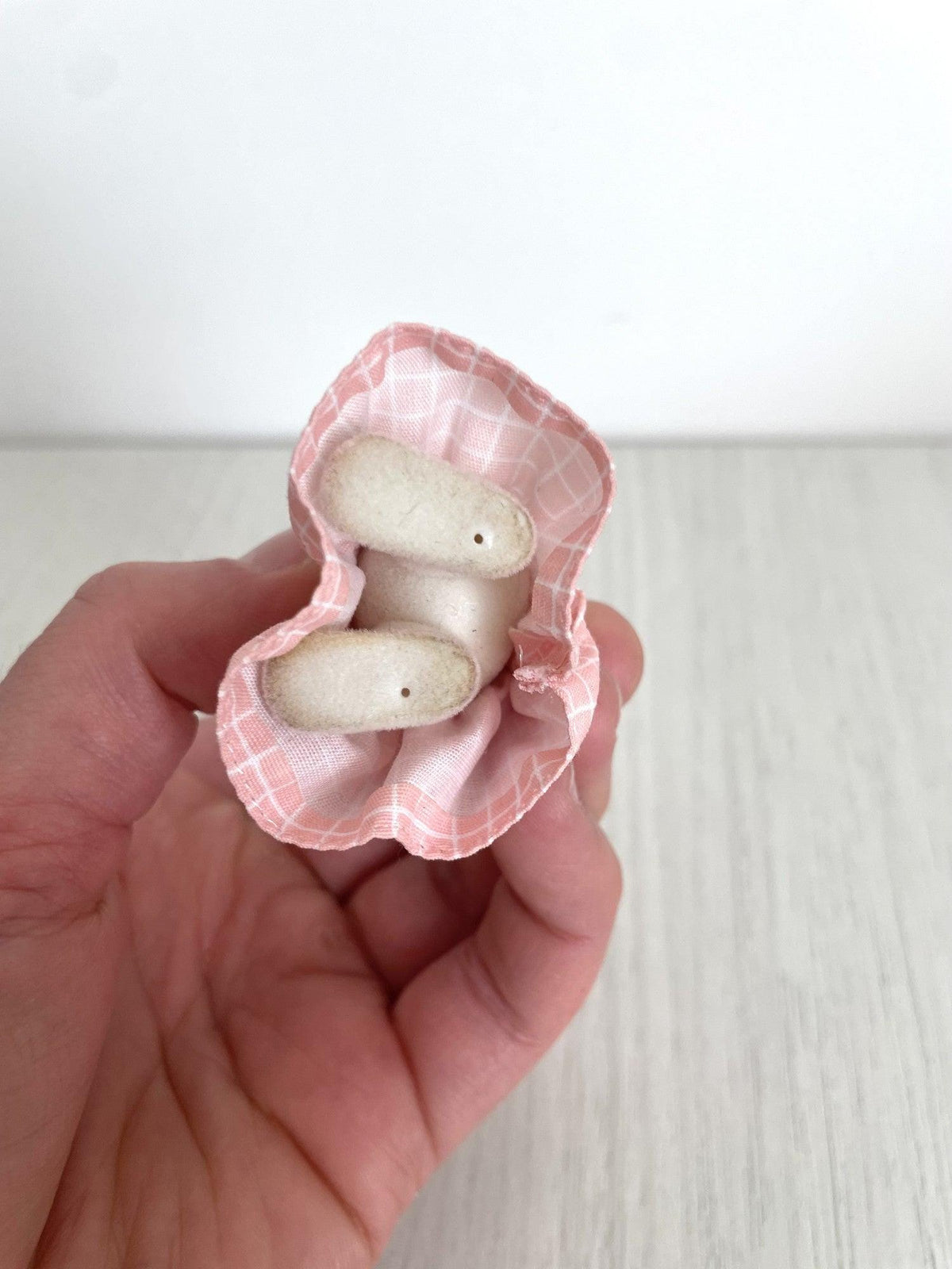 Cow girl with her dress removed showing the flocked figure underneath — Calico Critters and Sylvanian Families