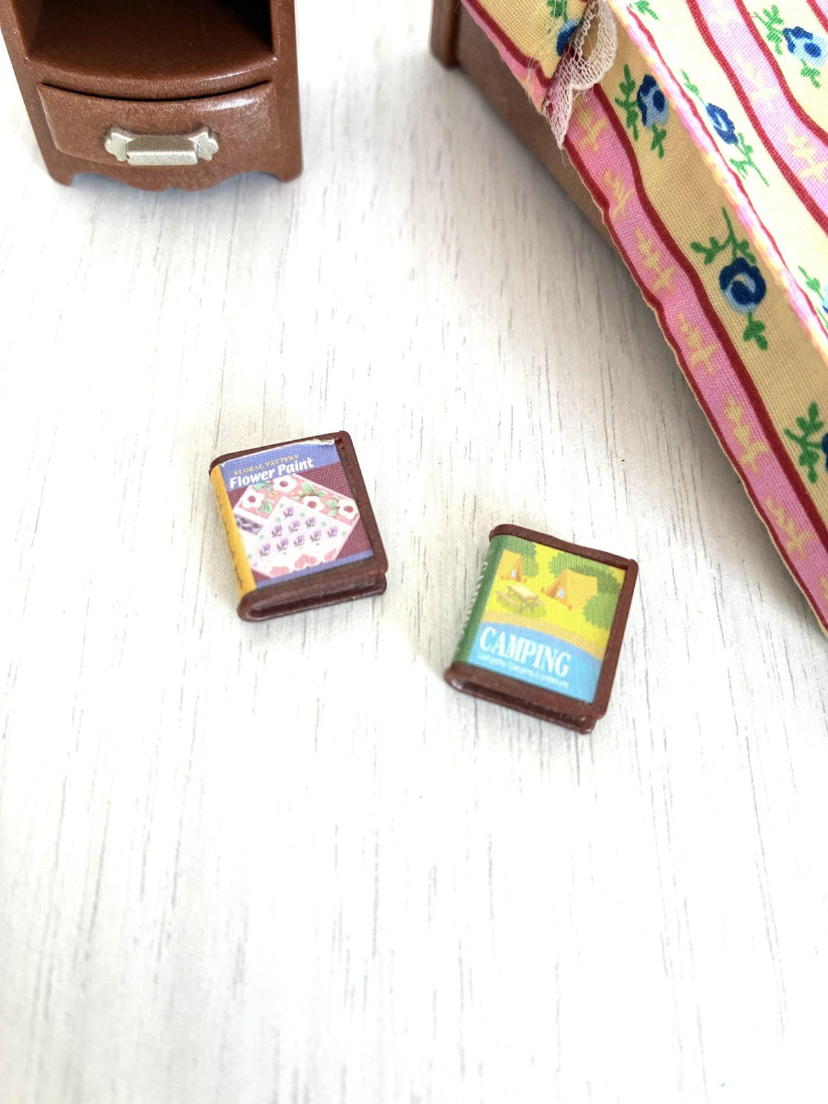 Calico Critters Sylvanian Families two miniature books from the bedroom set close-up