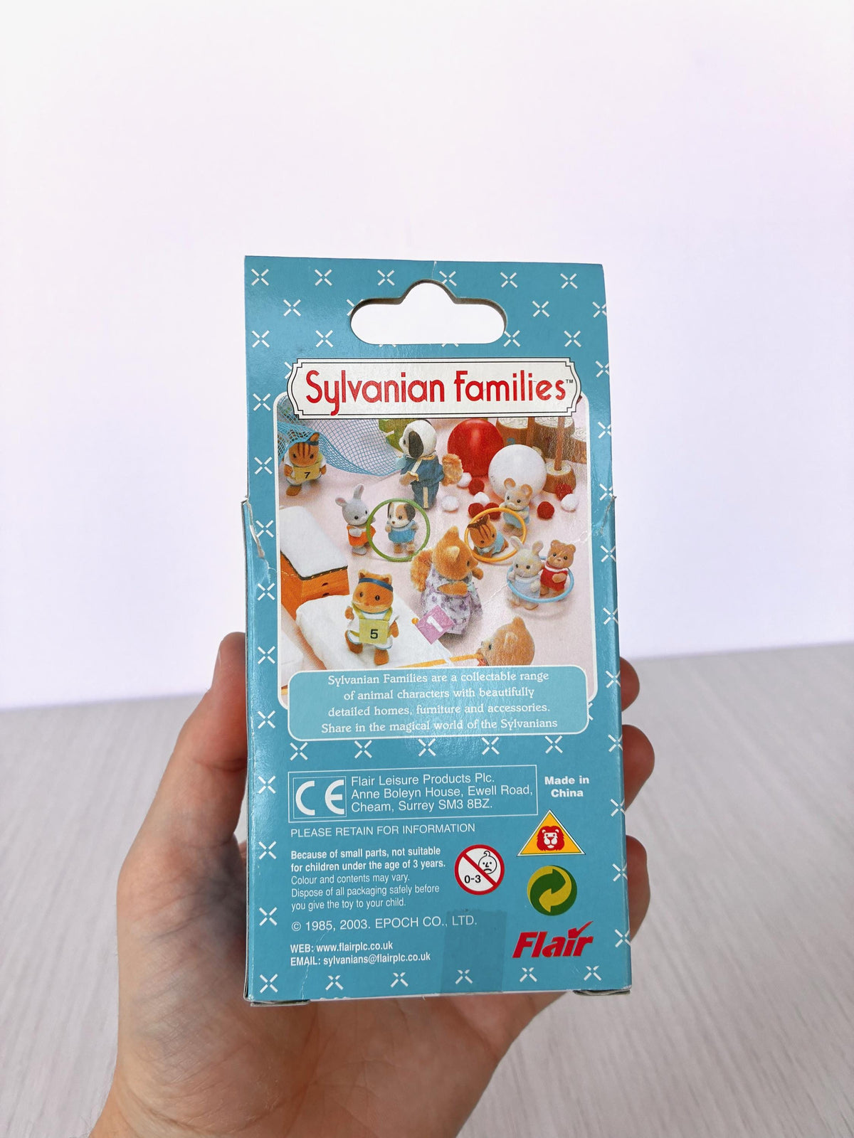 Vintage Sylvanian Families Grey Bear Baby figure pink romper boxed Calico Critters baby toy, photo 8