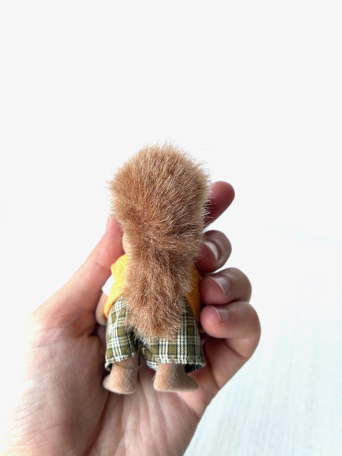 Sylvanian Families Walnut Squirrel boy, Calico Critters Hazelnut Chipmunk brother, in yellow vest and green plaid shorts – photo 3 of 7
