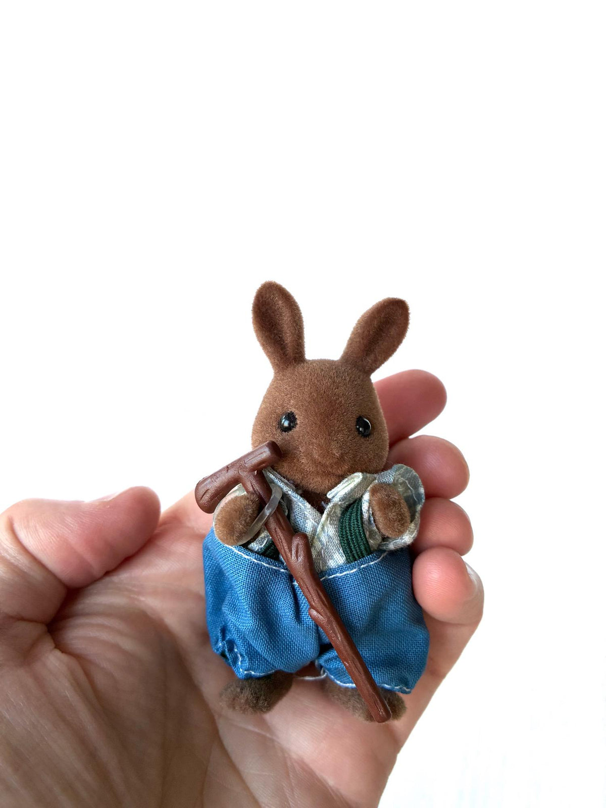 Vintage Sylvanian Families Calico Critters brown Wildwood Rabbit grandparents with wire glasses and walking cane – photo 7 of 11