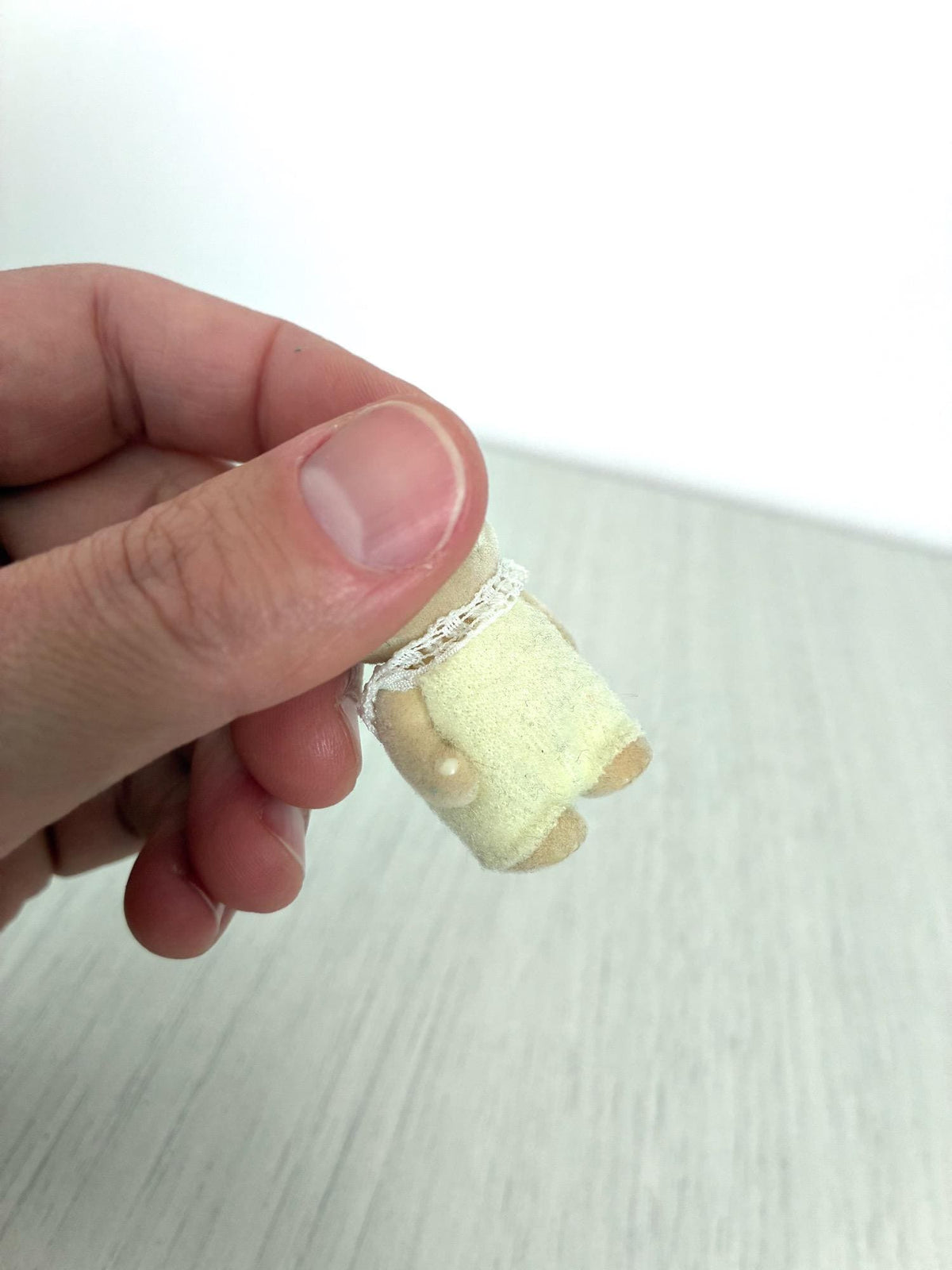 Calico Critters Sylvanian Families piglet baby, cream romper clothing detail