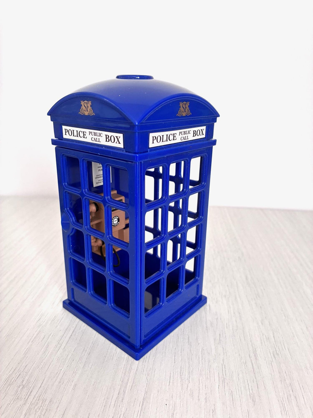 Sylvanian Families Police Call Box angled view showing telephone accessory, Calico Critters vintage collectible