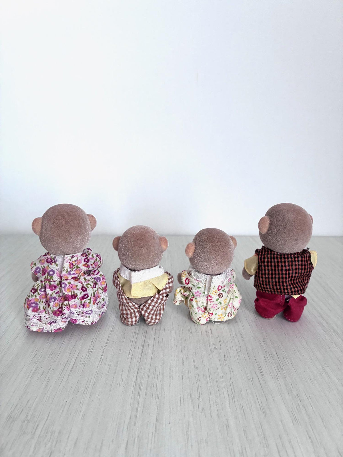 Calico Critters Sylvanian Families Monkey Family, close up of all four faces